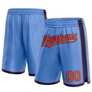 Industrie Direct Engro Sportswear Pantalones cortos de baloncesto Custom Light Blue Orange-Navy Pantalones cortos de baloncesto auténticos - Product Image 1