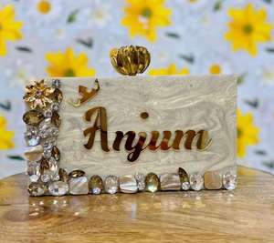 Pochette de Soirée Vintage Européenne en Résine, Portable et Tendance, pour Mariages et Événements, Design Créatif avec Chaînes et Perles Décoratives - Product Image 4