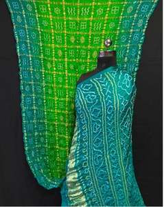 Sari de Seda Bandhani Hecho a Mano de Diseño Popular, Sari de Seda Pura Bandhani Hecho a Mano Favorito del Mercado en Oferta a Precio de Fabricante - Product Image 5