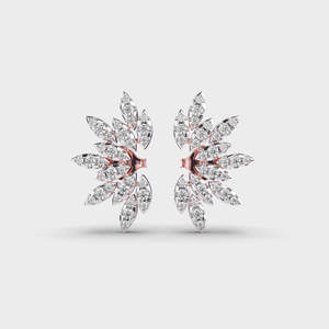 Luxury Marquise Cut Diamond Leaf Cluster Stud <b>Earrings</b> in 18K Rose / Yellow / White Gold | Custom Fine Jewelry Manufacturer - Product Image 1