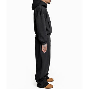 Sudadera con Capucha Personalizada para Hombre, Estilo Urbano, Bordado Desgastado, 100% Algodón, Gruesa, Holgada, Lavado Ácido - Product Image 2