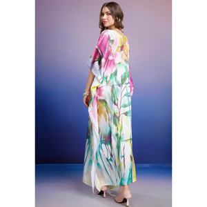 Leafy Dawn Women's Soft Satin Kaftan with Eye-catching Digital Print - Product Image 5