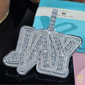 Colgante con nombre helado completo con diamantes VVS Moissanite en plata de ley 925, joyería llamativa de lujo de Hip Hop - Product Image 5