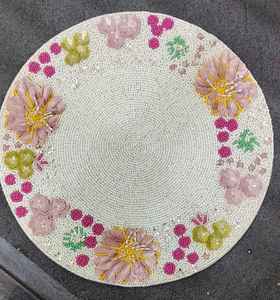 Dessous de verre de 14x14 pouces de style campagnard élégant écologique tapis faits à la main tampons perlés cuisine ameublement - Product Image 6