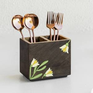 Soporte para Cubiertos de Madera de Mango Personalizable, Ecológico, Duradero, Diseño Pintado a Mano, Práctico para Uso Diario, Reposacucharas de Cocina, Apto para Lavavajillas - Product Image 4