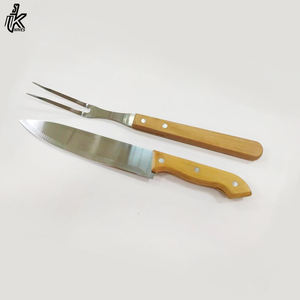 มีดและส้อมด้ามไม้สแตนเลสชุดเครื่องมือสองชิ้นเครื่องมือบาร์บีคิว - Product Image 3