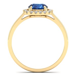 REYES Joyería Fina Nuevo Diseño Clásico 14K Oro Diamante Anillos de Compromiso Azul Zafiro Piedra Preciosa Boda Aniversario Regalo Joyería - Product Image 4