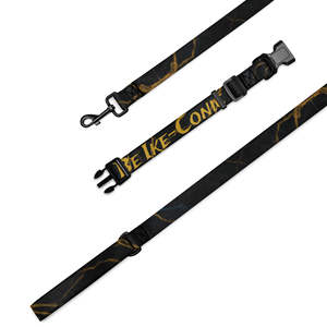 Ensemble collier et laisse de luxe édition noire et or avec motif de lettres élégant - Product Image 1