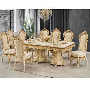 Juego de Comedor de Madera de Teca Barroco Moderno de Diseño Clásico para 8 Personas, Compra al por Mayor, Muebles de Comedor Portátiles Tallados a Mano en el Reino Unido - Product Image 1