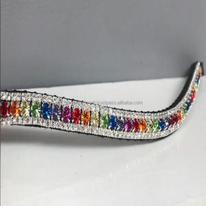 Hermosa alta calidad Preciosa Crystal Multicolor cadena de metal de cristal transparente banda de ceja de caballo de cuero negro en mazorca completa - Product Image 6