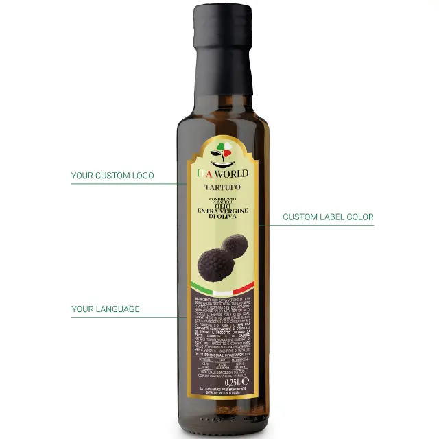 Лучшая цена, Экстра натуральное оливковое масло, Сделано в Италии, ароматизированное черное трюфель Itaworld 0,25 л, для частной марки
