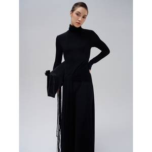 Precio de fábrica Vestidos largos Mujeres Cuello alto Meryl Kint Vestido Tela ecológica Ropa de mujer Whiteant Fabricante de Vietnam - Product Image 1