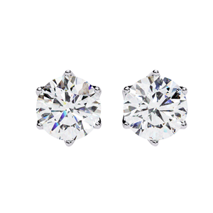 Boucles d'oreilles solitaires en diamant de laboratoire 1,50 ct en or 10K, 14K, 18K ou argent 925, sertissage classique à 6 griffes, bijoux de luxe délicats - Product Image 1