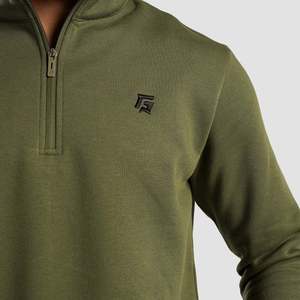 Sudadera Oversize con Media Cremallera Axis, Tejido French Terry Color Oliva, Bordado 3D, Diseños Serigrafiados, Lavado Enzimático, Técnicas de Teñido con Apliques - Product Image 5