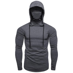 Men's Long Sleeve Gym Hoodie with <b>Mask</b> DIY Pattern Pullover Hooded T Shirt Tops for <b>Sports</b> & Cycling for Autumn Season - Product Image 1