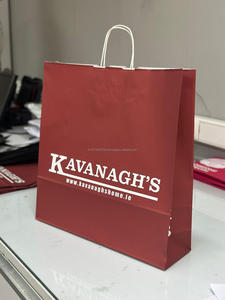 Vente en gros de sacs en papier kraft à poignée torsadée avec impression personnalisée pour emballage de cadeaux et à emporter sacs en papier kraft à poignée plate pour l'épicerie - Product Image 5