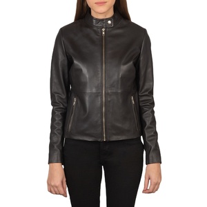 Chaqueta de cuero PU de cuello alto largo para mujer Tela transpirable Mangas completas Impreso Otoño Servicios OEM Venta al por mayor Pakistán - Product Image 1
