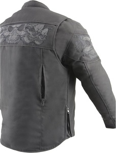 Chaqueta con ventilación textil negra con calaveras reflectantes para hombre OEM de primera calidad con bolsillos para pistola, chaqueta para motocicleta - Product Image 3