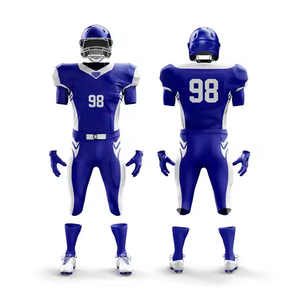 2025 dernière conception bleu couleur Football américain uniforme personnalisé Sublimation imprimé Logo 100% maille tissu Football uniforme pour hommes - Product Image 1