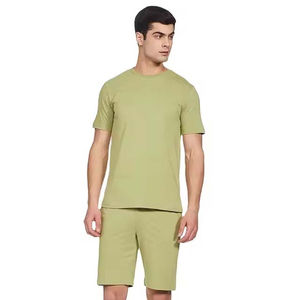 ชุดเสื้อผ้าผู้ชายผ้าฝ้าย100% 2ชิ้นสำหรับฤดูร้อนกางเกงขาสั้นลำลองแฟชั่นเรียบง่ายพร้อมแขนสั้นจากผ้าเทอร์รี่ปากีสถาน - Product Image 1