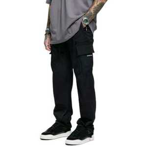 Pantalones Utilitarios de Algodón 100% para Uso Diario, Color Negro, Tela Resistente, Puños Ajustables en los Tobillos, Bolsillos con Cremallera Ocultos, Corte Moderno, Comodidad para el Día a Día - Product Image 2