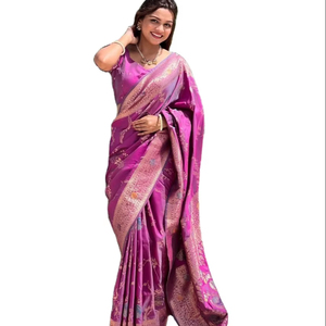 Dernière tendance en matière de vêtements de fête, SOFT BANARASI SILK Modal Viscose, longueur longue, MAHARASHTRA, sari pour femmes, designer, broderie lourde, ethnique - Product Image 1