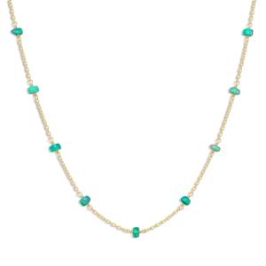 <b>925</b> Sterling <b>Silver</b> Beaded <b>Necklace</b> for Women 18-Inch Green Opal Birthstone Jewelry for Weddings and Gifts - Product Image 1