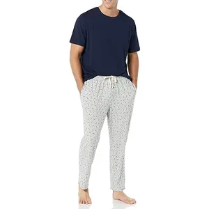 Conjuntos de pijama de noche de satén de seda de lujo para hombre al por mayor, 2 piezas, ropa de dormir cómoda de manga larga, ropa de casa