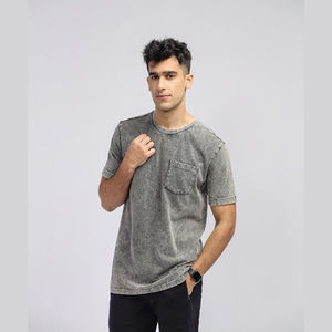 Camiseta de lavado ácido de algodón 100%, camiseta de lavado ácido desgastado Vintage para hombre, camisetas de gran tamaño lavadas con ácido al por mayor para hombre - Product Image 1