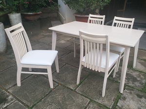 Bàn ăn ghế thiết lập cho 4 màu trắng tự nhiên rửa cao su gỗ PVC ghế gõ bền hiện đại tối giản căn hộ-thân thiện - Product Image 3