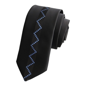 Exve Exclusivo Azul y Zigzag Patrón Personalizado Panel Delgado Corbata de Moda Hecho en Turquía - Product Image 2