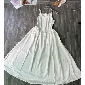 Vestido largo sin mangas para mujer, falda completa con tirantes finos, línea A, cuerpo, negro, blanco, fiesta, moda de verano - Product Image 4