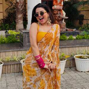 Sari indien pakistanais de la collection Jaipuri, nouveau sari en mulmul imprimé à la main de Bollywood, pièce de blouse assortie pour les Indiennes - Product Image 2