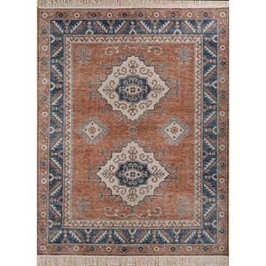 Alfombra de Lana Anudada a Mano Erbe para Áreas Grandes, Patrón de Medallón Rojo y Naranja, Rectangular 9x12, para Pasillo o Habitación, JAipur ZA-RGS-1276 - Product Image 1