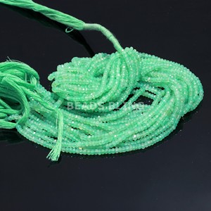 Cuentas Rondelle facetadas de crisoprasa Natural hermosa de nueva tendencia 3mm-4mm hebra de piedra de nacimiento de Mayo verde para la fabricación de joyas de verano - Product Image 4