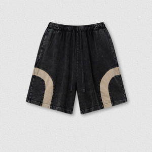 Short de luxe délavé à l'acide vintage pour hommes coupe ample logo personnalisé broderie Baggy Streetwear pantalon de haute qualité - Product Image 5