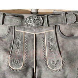 Fabrication au Pakistan, Lederhosen bavarois haut de gamme en daim de chèvre, coupe-vent, séchage rapide, taille mi-haute, motif uni, service OEM - Product Image 2
