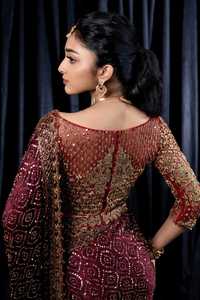 High On Demand Heavy Kasturi Zijden Georgette <span class=keywords><strong>Saree</strong></span> Met Borduurwerk Voor Bruidsgeschenken Gebruik Van Indiase Leverancier - Product Image 2