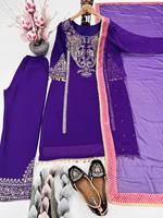 Setelan Salwar Kameez 3 Pcs Wanita, Desainer Baru, Tahan Lama, Bordir Berat, Payet, Bahan Georgette Faux Tebal, Cepat Kering