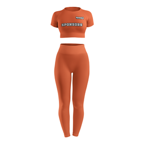 Ensemble de leggings et de haut de sport pour femmes, à taille élastique, avec impression par transfert thermique, personnalisable, performance OEM ODM, usine - Product Image 3