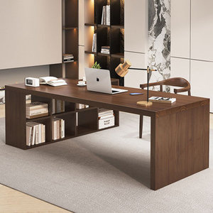 Bureau d'ordinateur en bois massif en forme de L, poste de travail spacieux pour le bureau à domicile, robuste et durable - Product Image 1