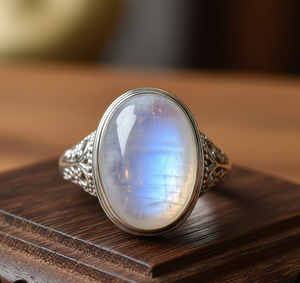 Haute qualité 925 argent mode bague dernière conception bleu pierre de lune cristal Rose plaqué or bande à la mode femmes fêtes de mariage - Product Image 6