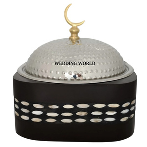 Hotpot decorativo de lujo, cazuela de diseñador hecha a mano de alta calidad, calentador de alimentos de Metal de lujo de nácar negro - Product Image 4