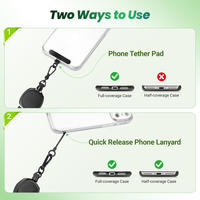 Sangle de téléphone antivol personnalisable avec logo, en acier durable, avec attache pivotante en métal, support de badge, porte-clés, mousqueton et cordon rétractable