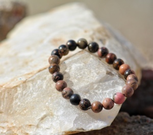 Pulsera ajustable con abalorios de piedras preciosas de Rodonita de estilo clásico personalizable, certificado por terceros para bodas - Product Image 2