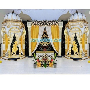 Decoración de Escenario de Boda Tamil de Francia con Temática de Templo Tradicional, Fibra de Vidrio, Tamaño Personalizado, Diseño Clásico de Lujo - Product Image 1