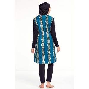 Burkini hijab zippé en coton à motifs noir - Product Image 2