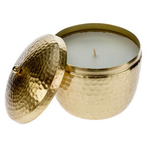 Bougeoir en métal martelé de meilleure qualité pour la décoration de la maison récipient de fabrication de bougies de forme ronde avec couvercle pour mariage - Product Image 2