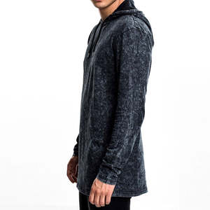 Sweat à capuche surdimensionné délavé à l'acide 100% coton pour hommes Logo personnalisé en détresse bouffée sérigraphie éponge française avec col à capuche d'hiver - Product Image 6