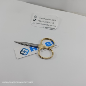 Tijeras de atado de pesca con mosca de grado quirúrgico, punta de flecha pulida, tijera de atado de moscas de acero inoxidable alemán, tijeras de mango dorado - Product Image 2